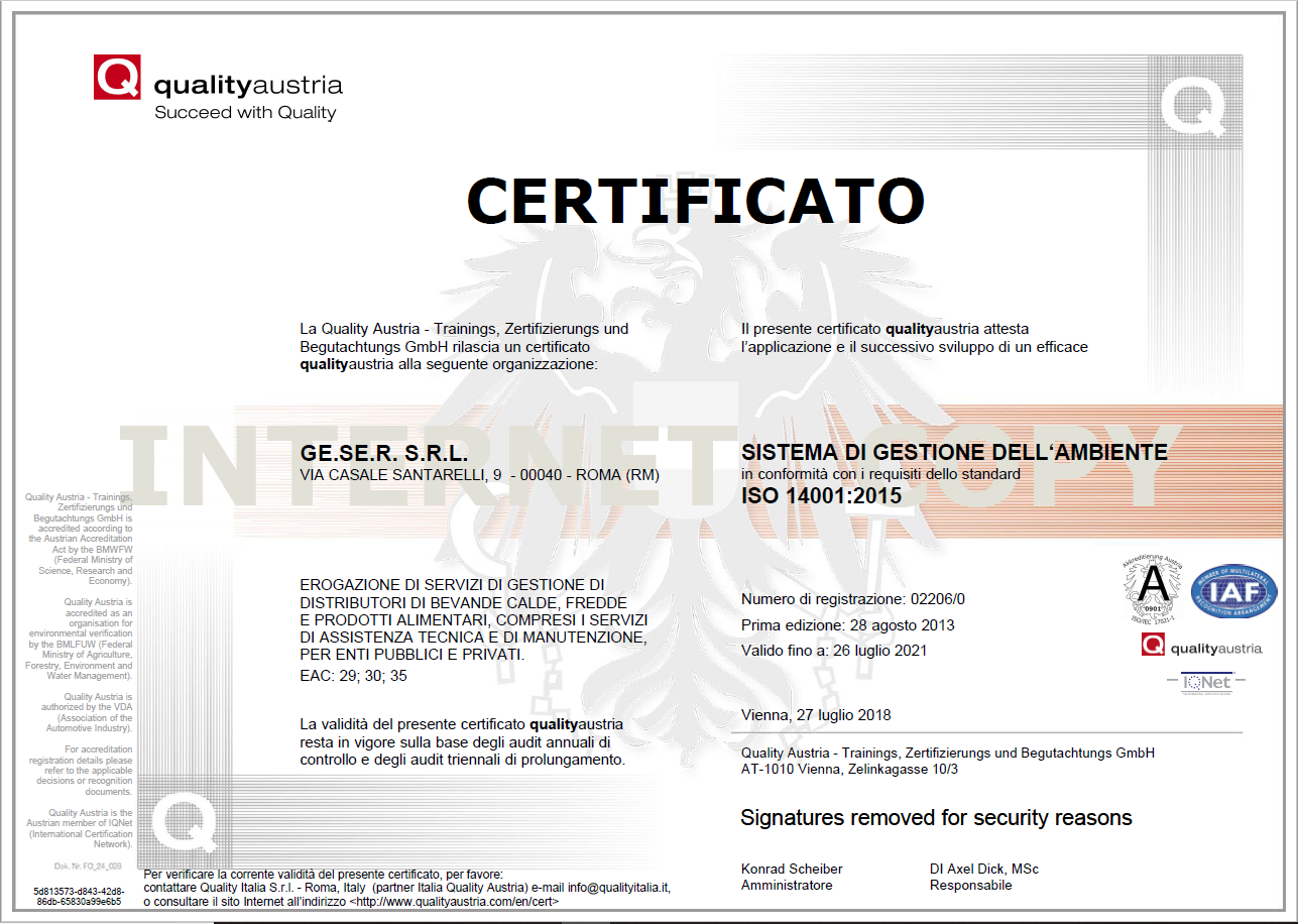 certificato di qualità
